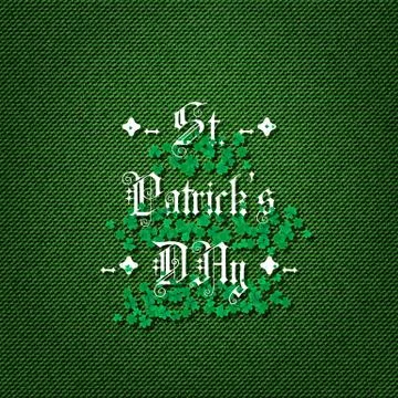 Typographic Saint Patrick's Day background with clover leaves. Vector des Stock Illustration