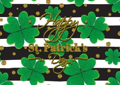 Typographic Saint Patrick's Day background with clover leaves. Vector des Stock Illustration