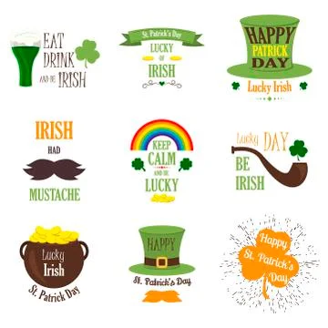 Typographic Saint Patrick's Day vector badges Stock Illustration