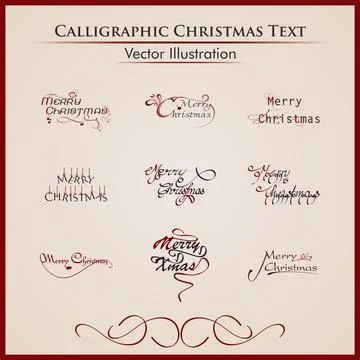Typographic set of nine funky styles text for merry chirstmas. Illustrazione stock