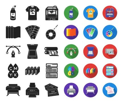 Typographical products black,flat icons in set collection for design. Printing Stock Illustration