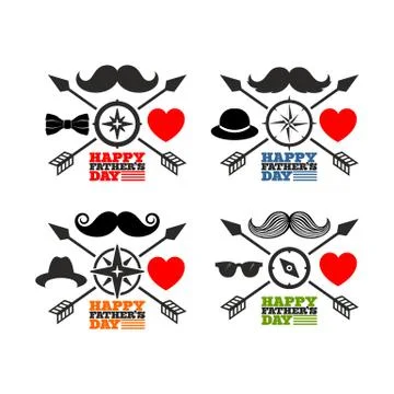 Typography and lettering with design elements for a happy father's day Stock Illustration