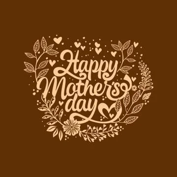 Typography and lettering with design elements for a happy mother's day Stock Illustration