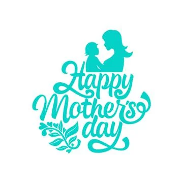 Typography and lettering with design elements for a happy mother's day Illustrazione stock