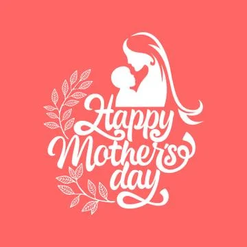 Typography and lettering with design elements for a happy mother's day Illustrazione stock