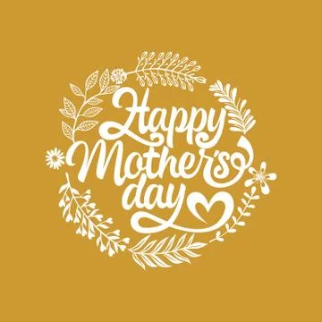 Typography and lettering with design elements for a happy mother's day Stock Illustration