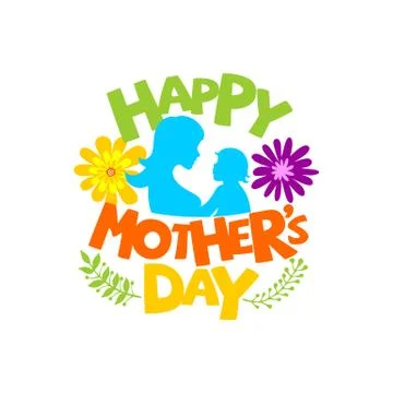 Typography and lettering with design elements for a happy mother's day Stock Illustration