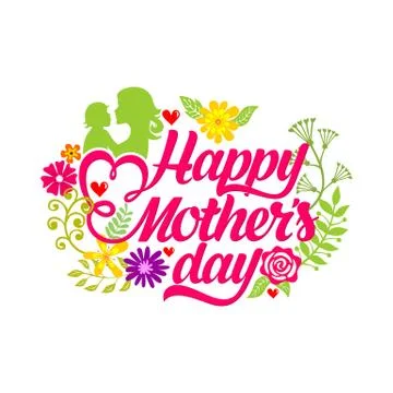 Typography and lettering with design elements for a happy mother's day Stock Illustration