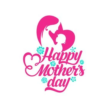 Typography and lettering with design elements for a happy mother's day Stock Illustration