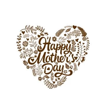 Typography and lettering with design elements for a happy mother's day Stock Illustration