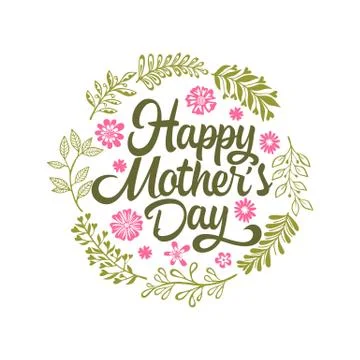 Typography and lettering with design elements for a happy mother's day Stock Illustration