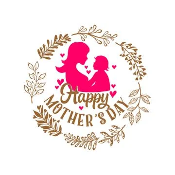 Typography and lettering with design elements for a happy mother's day Stock Illustration