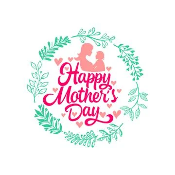 Typography and lettering with design elements for a happy mother's day 스톡 일러스트