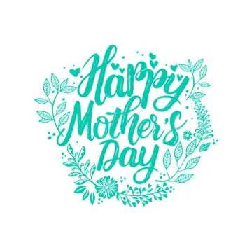 Typography and lettering with design elements for a happy mother's day Stock Illustration