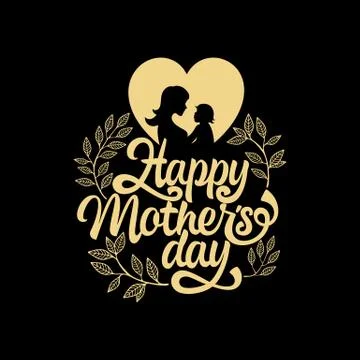 Typography and lettering with design elements for a happy mother's day Stock Illustration