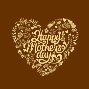 Typography and lettering with design elements for a happy mother's day Stock Illustration