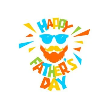 Typography and lettering with designer colored elements for a happy father's day Illustrazione stock