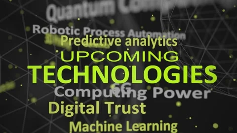 Typography animation, consisting of upcoming technologies tags. Technology Stock Footage 242140763