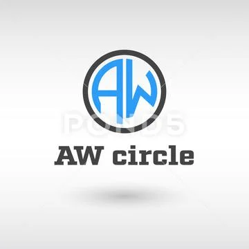 Typography AW letter with circle shape vector Logo: Royalty Free #142391630