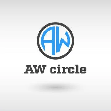 Typography AW letter with circle shape vector Logo Stock Illustration