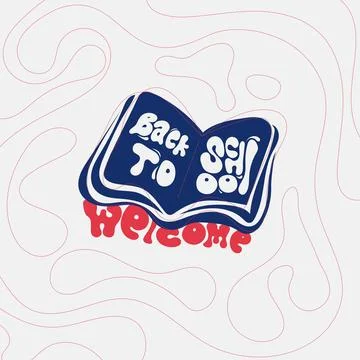 Typography of back to school in an open book design on red line liquid back.. Stock Illustration