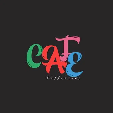 Typography Coffee Cup Logo Template Stock Illustration