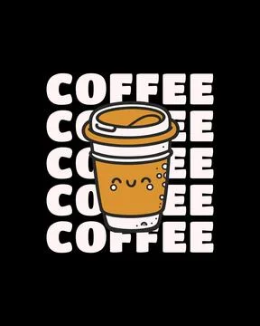 Typography Coffee vector T-shirt Design, coffee tee Stock Illustration