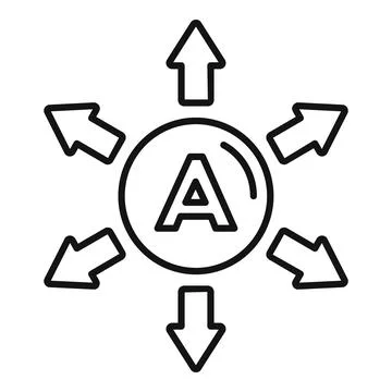 Typography concept, letter a with arrows Ilustración de archivo