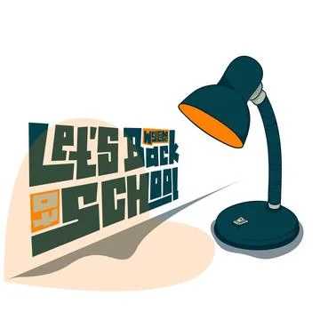 Typography design on the wall illuminated by light from a desk lamp for bac.. Stock Illustration