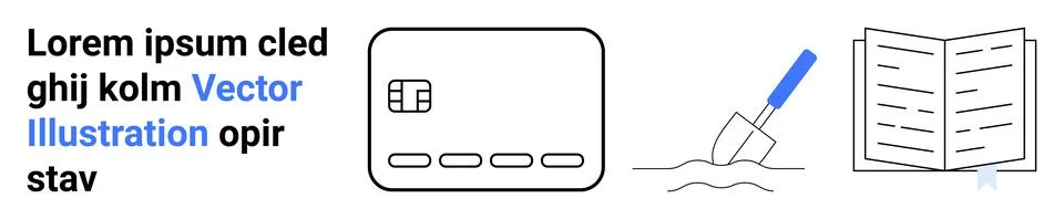 Typography with a highlighted phrase, electronic device with a grid, shovel d Stock Illustration