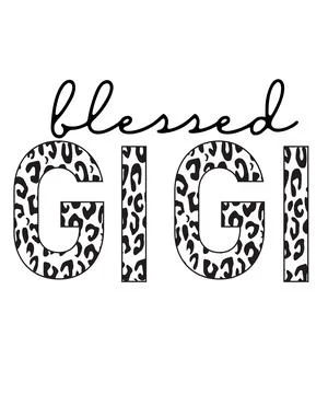 A typography illustration featuring blessed gigi text with black and white le Illustrazione stock
