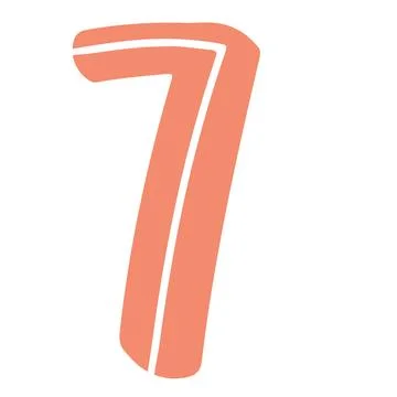 A typography illustration featuring number 7 with number 7, white inner line  Illustration