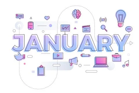 Typography  January Stock Illustration