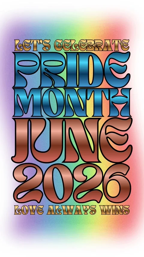 Typography Let's celebrate Pride Month June 2026 and Love always wins Vídeos de archivo 334849247
