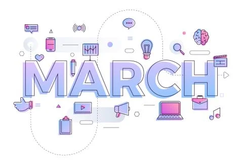 Typography March Stock Illustration