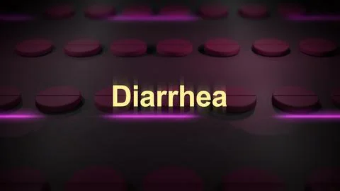 Typography over Chewable Pills on Converyor Belt - Diarrhea0 Ilustração Stock