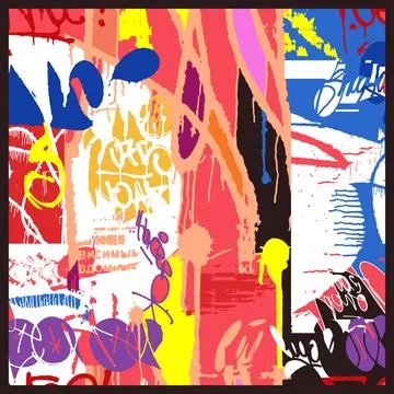 Typography pattern. Graffiti tag poster collage. Vector Stock Illustration