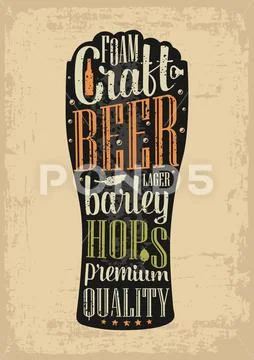 Typography poster. Beer glass on brown old paper background Stock Illustration