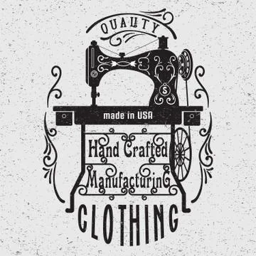 Typography poster with vintage sewing machine. イラスト素材