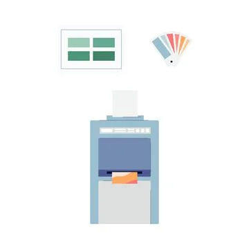 Typography print plotter machine symbol flat vector illustration isolated. イラスト素材