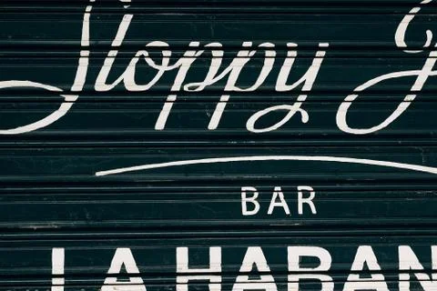 Typography on shutter of bar Stock Photos