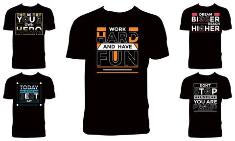 Typography T Shirt Design Bundle Stock Illustration