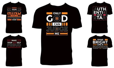 Typography T Shirt Design Bundle Stock Illustration