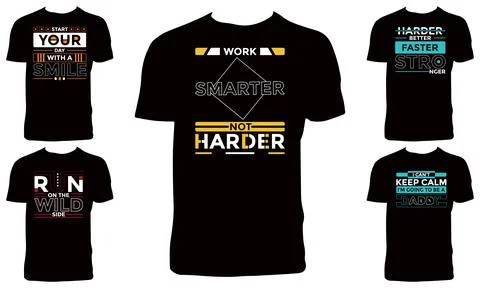 Typography T Shirt Design Bundle Stock Illustration