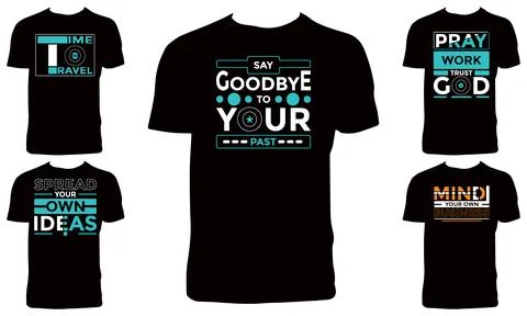 Typography T Shirt Design Bundle Stock Illustration