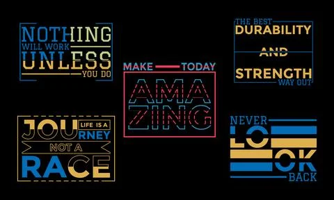 Typography T Shirt Design Bundle Illustrazione stock