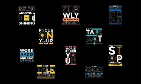 Typography T Shirt Design Bundle Stock Illustration