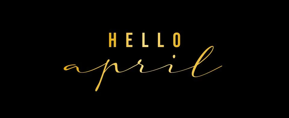 Typography text Hello April isolated on black background. Stock Illustration