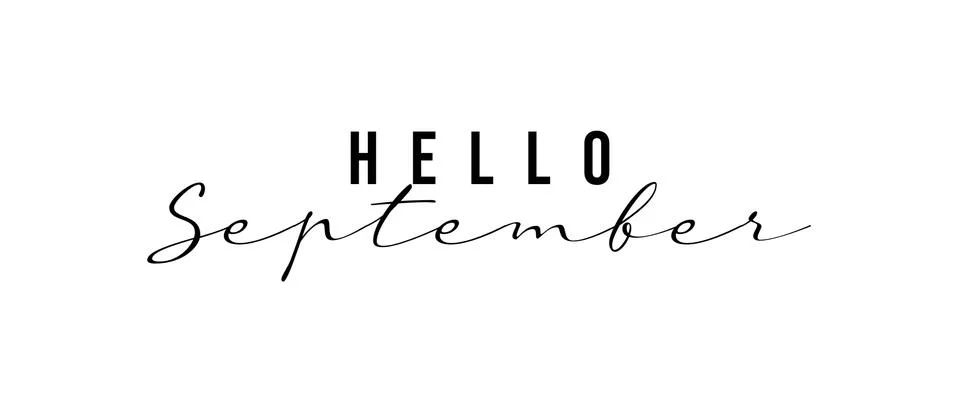 Typography text Hello September isolated on white background. Stock Illustration