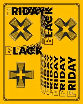 Typography Wall Poster Yellow Background Optical Motion Modern Art Stockillustratie